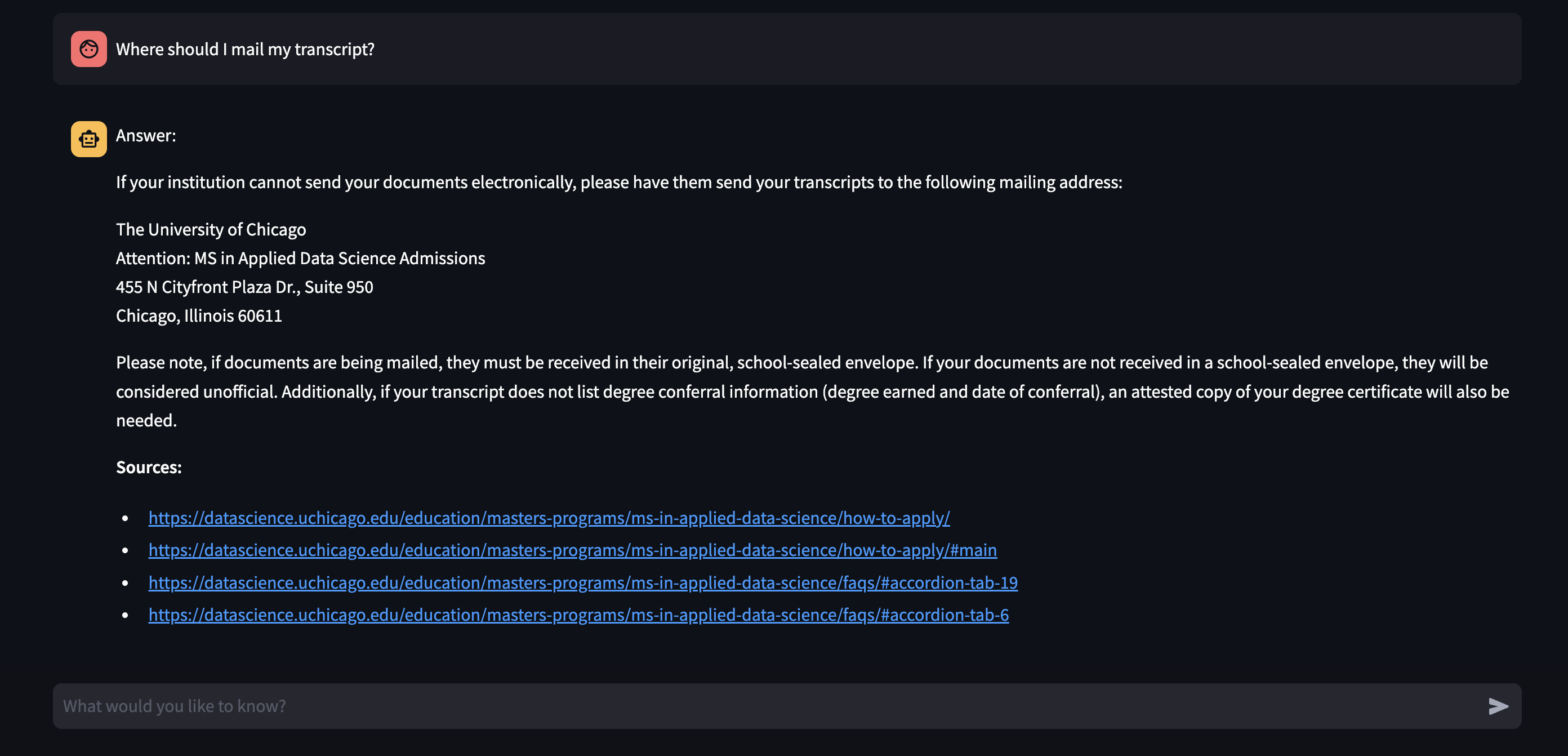 sample of chatbot